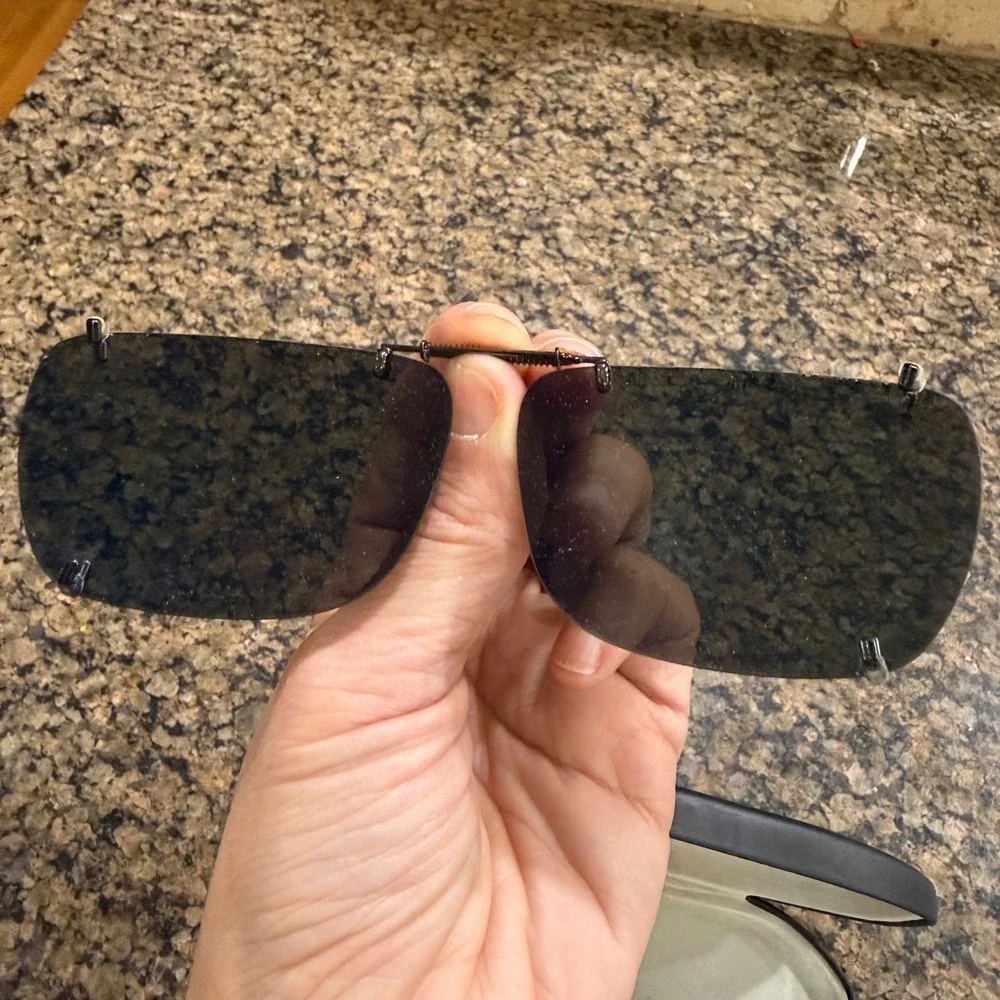 Haven Fits Over Clip On‎ Sunglasses Rectangular Black Lenses with Hard Case